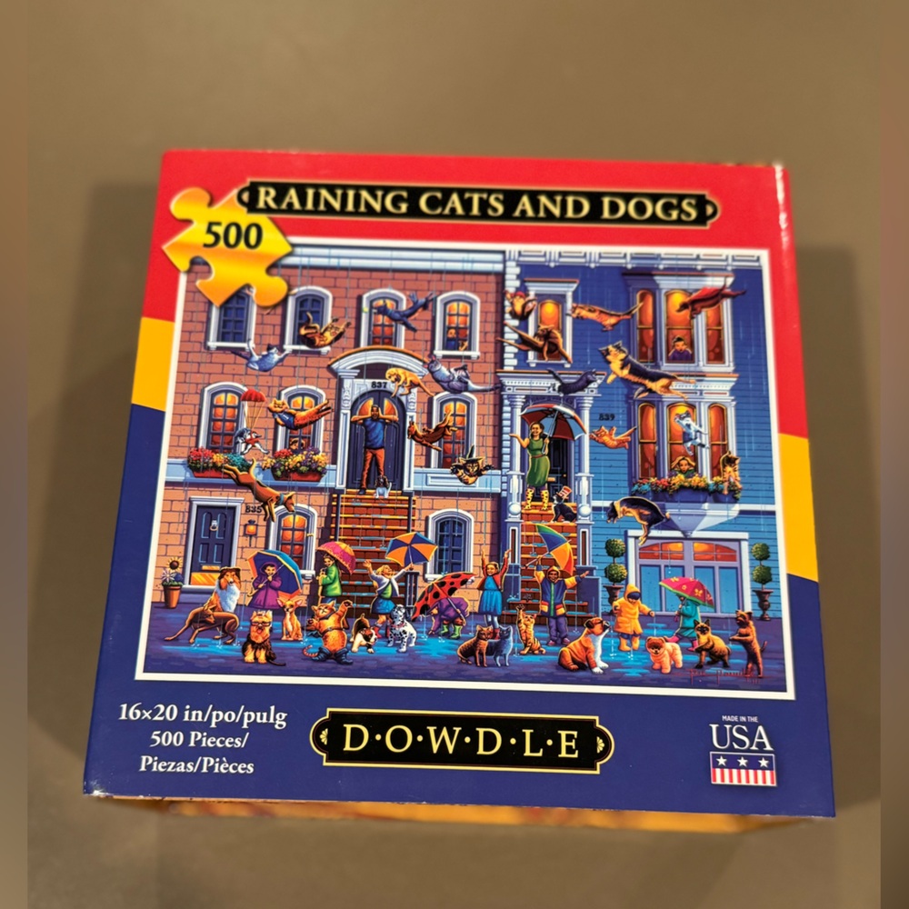 Dowdle 'Raining Cats and Dogs' 500-Piece Puzzle - Red and Blue